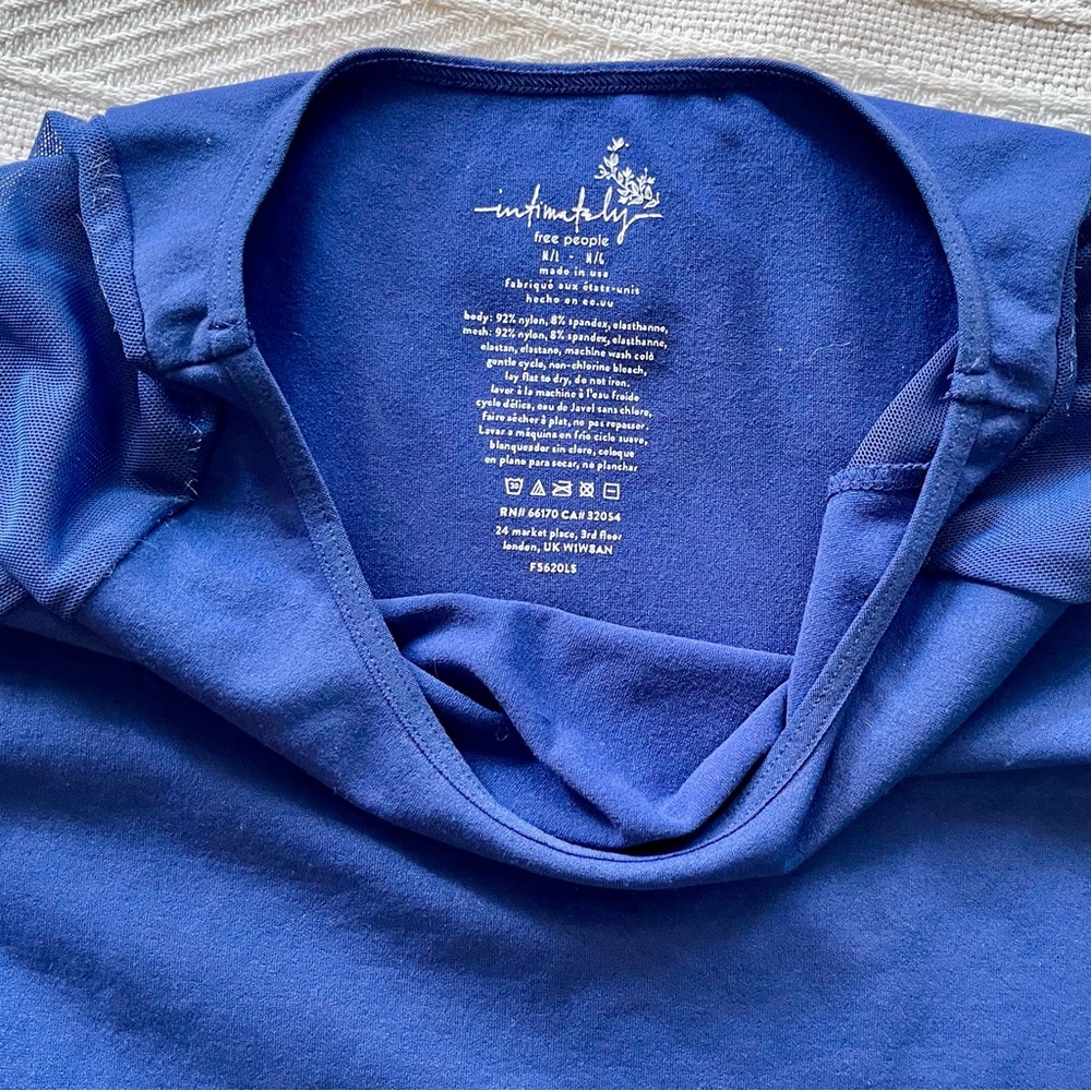 Intimately Free People Mesh Sleeve Long-Sleeve Top Royal Blue - Picture 2 of 6
